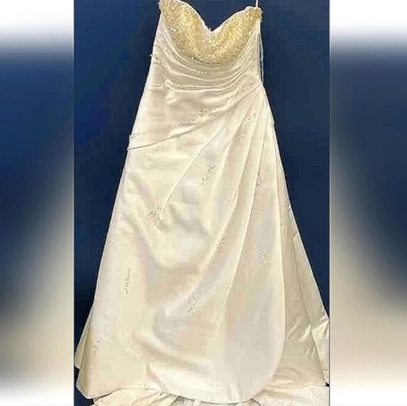 New! Tags!!! Alfred Angelo Cream Beaded Gown Size 8 - Picture 6 of 7